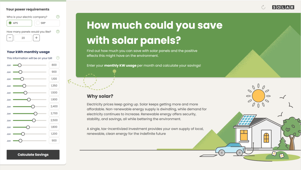 Solar Panel ROI dashboard